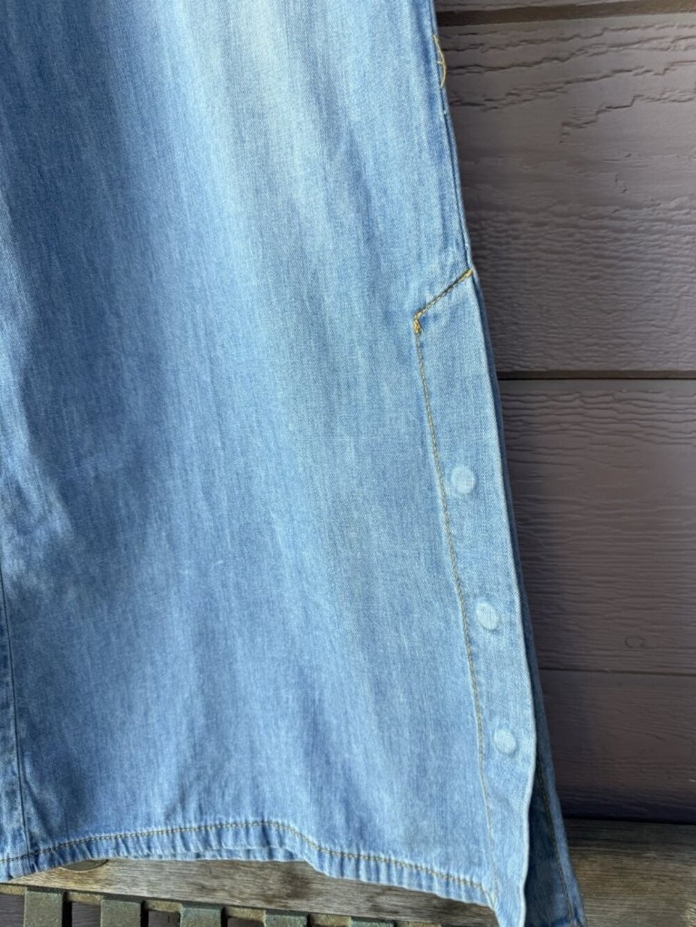 Anthropologie Wide Leg Denim Pants Women’s 32 NWT Belted Button Hem Blue - Picture 7 of 16